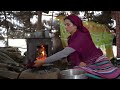 Cooking Kofta Meatballs on the Fireplace & Baking Bread in the Nomadic Tent