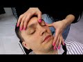 ASMR Calming head and face massage in barbershop by Vika