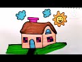 How To Draw Beautiful House🏡||Kid's Easy House Drawing Colouring|#kidseasyhousedrawingcoloring||