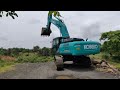 excavator unloading from trailer (@akeditz588 )#trending#excavator #kobelco