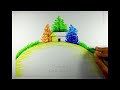 A Beautiful House Drawing On Hill || Beautiful Hill House Drawing For Beginner