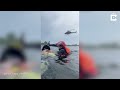 Brave Water Rescue Dog Jumps Out Of Helicopters To Save People
