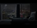 Alone in Luxury Apartment overlooking Rainy Calm Night City _ Rain Sound for Sleeping, Study & Relax