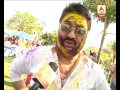 Kumar Sanu, Rachana enjoying holi at a  club in howrah.