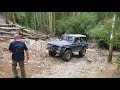 Winching Bronco up rock wall on Grizzly Lake trial