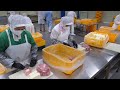 Amazing food factory's mozzarella cheese pork cutlet mass production