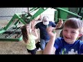 Using kids tractors to open mystery safe on the farm | Tractors for kids