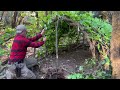 Building a Shelter Out of Ivy | Forest Hut with Natural Fireplace