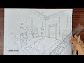 How to draw A Bedroom In Two Point Perspective | Step By Step