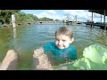 Lake Zipline into the water