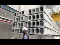 Process of Making Massive Concrete Hollow Core Slab. Korean Concrete Mass Production Factory