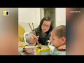 Little boy in China takes care of disabled mother