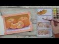 WATERCOLOUR and GOUACHE STEP BY STEP painting tutorial for beginners | mixed media fruit study 🍊