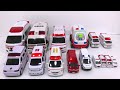 Ambulance minicars run down the slope. Emergency driving test. Siren sounds | Working car Tomica