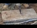 Cutting / splitting concrete with a maul.