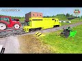 Double Flatbed Trailer Truck vs speed bumps|Busses vs speed bumps|Beamng Drive|889