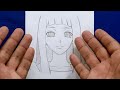 easy anime drawings : how to draw anime girl ( Hinata ) | girl anime step by step | tutorial