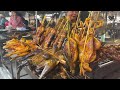 Great Cambodian Countryside Street Fast Food Views - Crabs, Snails, Frogs, Bees, Grilled Fish & More