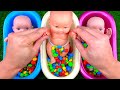 Satisfying Video l New Mixing Candy in 3 BathTubs with Magic Slime M&M's & Skittles Grid Balls ASMR