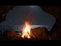 🔥 Campfire Ambience by the Beach 🔥 Soft Waves 🌊 and Crackling Campfire Ambience