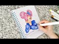 Ohuhu Markers Girl Illustration | Coloring Page alcohol Markers + Colored Pencils