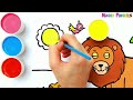 Lion Drawing, Painting and Coloring for Kids & Toddlers | Drawing Basics #219