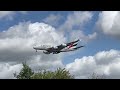Emirates Airbus A380 landing at Heathrow August 2023