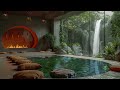 Luxury Room with Indoor Pool | Fireplace, Rain and Waterfall Sound to Relax, Sleep, Work 🌧