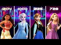 Moana Vs Elsa Vs Anna Vs Tangled Rapunzel - Dancing Road EDM Rush