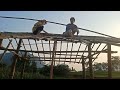 daily life, making stilt houses with bamboo,