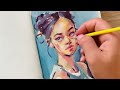 Painting a Portrait with Gouache | Art Process