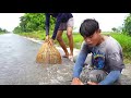 OMG! Found A lot Big Catfish on The Road after Crossing Water - Best Catching & Catfish in Flooding