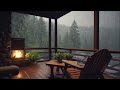 Cozy Village Balcony with Distant Thunder, Rain and Fire Pit   Relaxing Ambience + White Noise Rain