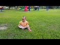 Baby 1st time walking on dirt and feeling the grass on her tiny feet