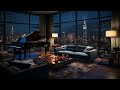 Cityscape Cozy Room | Rain Sounds & Piano Melodies | Relaxing Urban Nighttime Atmosphere | ASMR