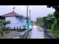 Heavy rain hit my village in Indonesia||walking under the pouring rain||video for insomnia