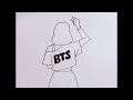 BTS Girl Drawing | How to draw a BTS Heart Shape easy step by step