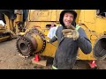Replacing brakes on THE LARGEST MOTORGRADER IN THE WORLD!!! CATERPILLAR 24M!