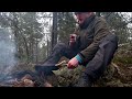 Rainy Overnight Camping Under Fallen Tree | Bushcraft Survival Shelter, Moose, Cooking, Relaxing