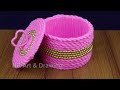 DIY WOOLEN STORAGE ORGANIZER - UNIQUE DESIGN JEWELLERY BOX MAKING - WASTE PLASTIC BOTTLE CRAFT IDEAS