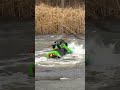 Runaway Snowmobile FLYS into pond!