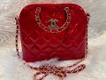 CHANEL Patent Calfskin Quilted Clutch With Chain in Red Bag Unboxing #chanel #asmr #luxury #designer