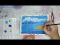 Beach Scenery Painting/Acrylic painting for Beginners/Landscape Painting/Sailboat With Cloudy day