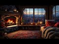 Cozy Fireplace Ambience with Snow Falling Outside | Relaxing Winter Soundscape | Fireplace Sounds