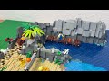 Bedrucktestein aus dem LEGO® Land und Bau der Bucht mit Anlegesteg und den 1. Klippen
