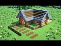 ⚒️Minecraft | How To Build a Easy Survival Wooden House - 마인크래프트 건축 : 쉬운 야생 나무 집 만들기