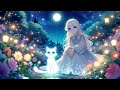 Starry Night Serenade: The Enchanting Garden Adventure with the Young Girl and Glowing Cat