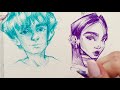 5 Tips for Ballpoint Pen Drawing! Filling a Sketchbook Spread with Faces