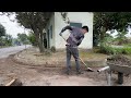 Surprise Gift Me Cleaning Walkways and Yard Worker's house cuts grass with simple tools