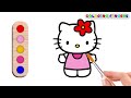 How to Draw, Paint, and Color Hello Kitty Pink Dress - Easy for Kids